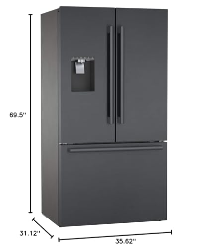 BOSCH 500 Series 36" Black Stainless Steel Counter-Depth 3-Door Refrigerator - B36CD50SNB