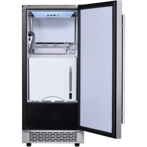 Hanover HIM60701-5SS, 25-lbs Storage, Vault Series Ice Maker, Under Counter, Home Bar Kitchen, Clear, Automatic, Garage, Stainless Steel Machine, Silver