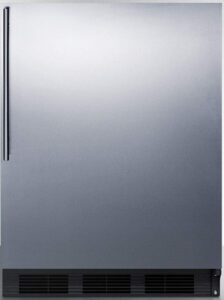 summit appliance ff6bksshv freestanding counter height all-refrigerator for general purpose use with auto defrost, stainless steel wrapped door, professional thin handle and black cabinet