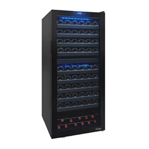 Vinotemp VT-122TS-2Z Cellar Cooler Refrigerator,Dual Zone Freestanding Wine Fridge with Adjustable Temperature Control, Glass Door and Safety Lock, 110 Bottle, Black, 24-Inch