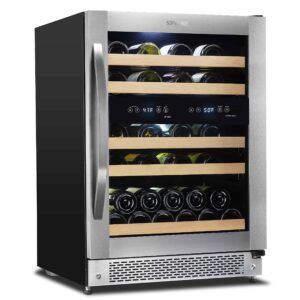 sipmore wine cooler built-in multi-size bottle, ts-1 series wine refrigerator, double-layer tempered glass door, stainless steel, front ventilation (24 inch xxx bottles)