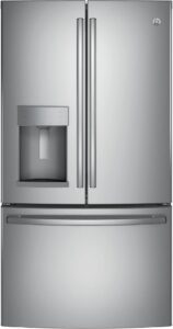 ge gfe28gynfs 36 energy star french door refrigerator with 27.8 cu. ft. total capacity advanced water filtration system turbo cool freeze settings + led lighting in fingerprint resist stainless steel