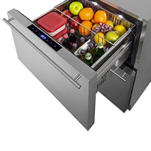 Summit Appliance SPRF34D 24" Wide 2-Drawer Refrigerator-Freezer; 3.9 cu.ft. Capacity; Frost-free Operation; Built-in Capable; Stainless Steel Construction; LED Lighting and Adjustable Drawer Dividers