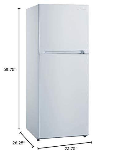 Magic Cool MCR10WI Apartment Refrigerator Freestanding Slim Design Full Fridge with Top Freezer for Condo, House, Small Kitchen Use, White