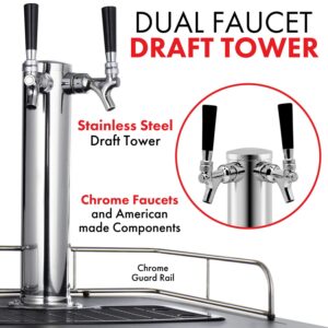 Kegco HBK309S-2K Full-Size Digital Homebrew Kegerator Dual Faucet Stainless with Ball Lock Keg, 1 count