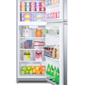Summit FF1427W 26 Top Freezer Refrigerator with 12.9 cu. ft. Capacity Adjustable Glass Shelves Reversible Doors Interior Light in White