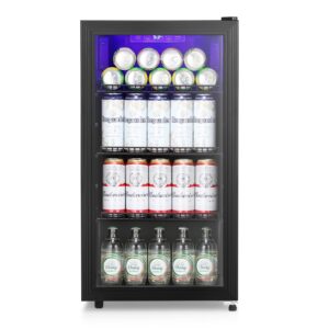 kndko beverage refrigerator cooler - mini fridge soda or beer, small wine or champagne cooler for home and bar,small drink dispenser,electronic temperature control,3.1cu.ft,black