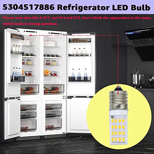 kzfuli 5304517886 Refrigerator LED Bulb. Compatible with 5304498578 KEID28a KEL2811 Refrigerator. E17 Wide Voltage Design 85V-265V 3.5W 2Pcs (Warm Light)