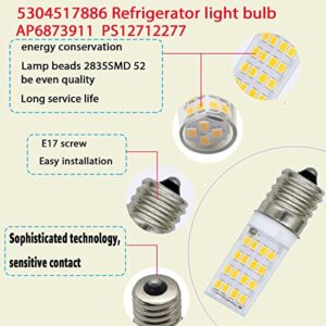 kzfuli 5304517886 Refrigerator LED Bulb. Compatible with 5304498578 KEID28a KEL2811 Refrigerator. E17 Wide Voltage Design 85V-265V 3.5W 2Pcs (Warm Light)