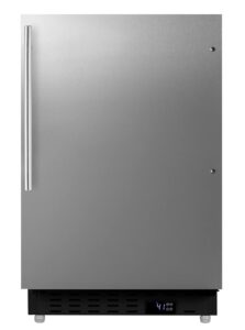 summit appliance alr47bsshv 20" wide built-in all-refrigerator, ada compliant, adjustable thermostat, 3.53 cu.ft capacity, removable door racks, temperature alarms, automatic defrost