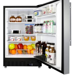 Summit Appliance ALR47BSSHV 20" Wide Built-In All-Refrigerator, ADA Compliant, Adjustable Thermostat, 3.53 cu.ft Capacity, Removable Door Racks, Temperature Alarms, Automatic Defrost