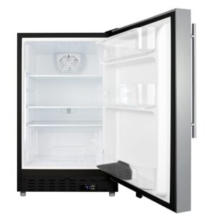 Summit Appliance ALR47BSSHV 20" Wide Built-In All-Refrigerator, ADA Compliant, Adjustable Thermostat, 3.53 cu.ft Capacity, Removable Door Racks, Temperature Alarms, Automatic Defrost