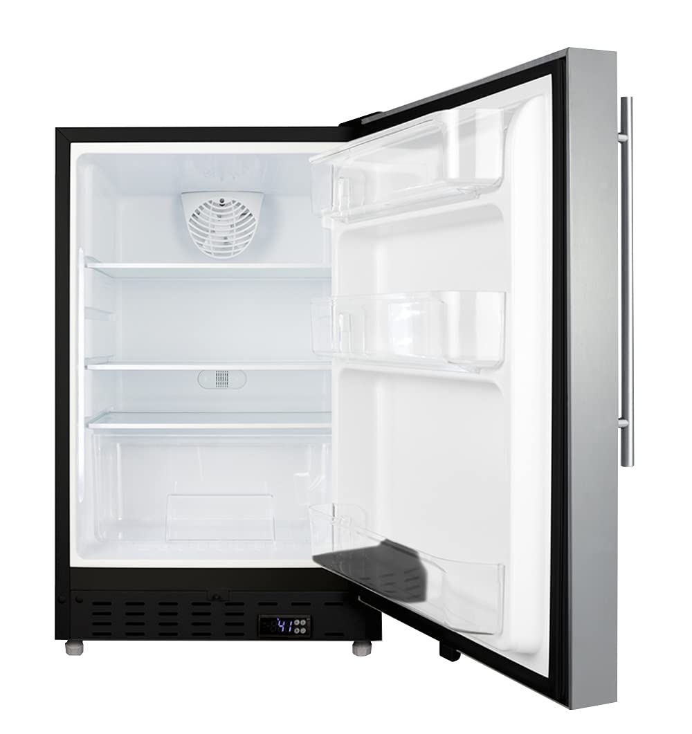 Summit Appliance ALR47BSSHV 20" Wide Built-In All-Refrigerator, ADA Compliant, Adjustable Thermostat, 3.53 cu.ft Capacity, Removable Door Racks, Temperature Alarms, Automatic Defrost