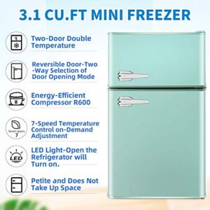 LHRIVER 3.2 Cubic Feet Compact Refrigerator with Freezer,Adjustable Mechanical Thermostat, Energy Saving, Compact Beverage Refrigerator with LED Use for Dorm, Apartment