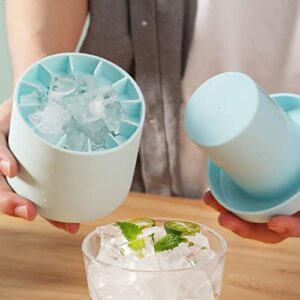 2022 New Ice Cubes Maker,Decompress Ice Lattice,3D Cylinder Silicone Ice Lattice Molding Ice Cup Ice Maker Ice Tray Press-type Easy-release Ice Lattice 1.3cm Ice Cubes (Light Blue), (DQ1321)