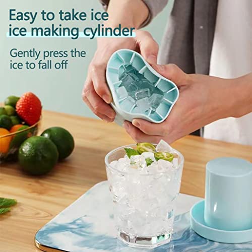 2022 New Ice Cubes Maker,Decompress Ice Lattice,3D Cylinder Silicone Ice Lattice Molding Ice Cup Ice Maker Ice Tray Press-type Easy-release Ice Lattice 1.3cm Ice Cubes (Light Blue), (DQ1321)