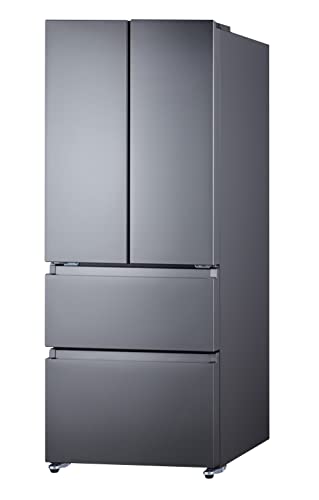 Summit Appliance FDRD152PL 27.5" Wide French Door Refrigerator-Freezer, Stainless Steel Look, Digital Controls, Interior LED Light, Open Door Alarm, No-frost Operation, Energy Saving Function