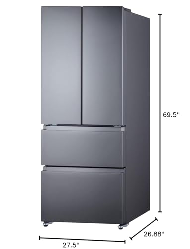 Summit Appliance FDRD152PL 27.5" Wide French Door Refrigerator-Freezer, Stainless Steel Look, Digital Controls, Interior LED Light, Open Door Alarm, No-frost Operation, Energy Saving Function