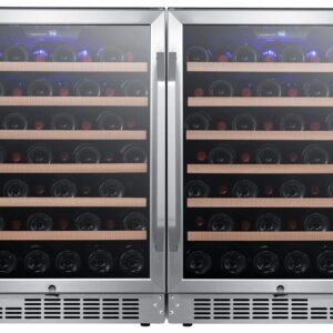 EdgeStar CWR532SZDUAL 47 Inch Wide 106 Bottle Built-In Side-by-Side Wine Cooler with LED Lighting