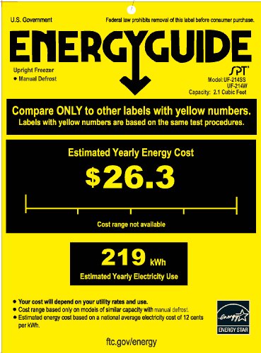 SPT UF-214W: 2.1 cu.ft. Upright Freezer in White - ENERGY STAR