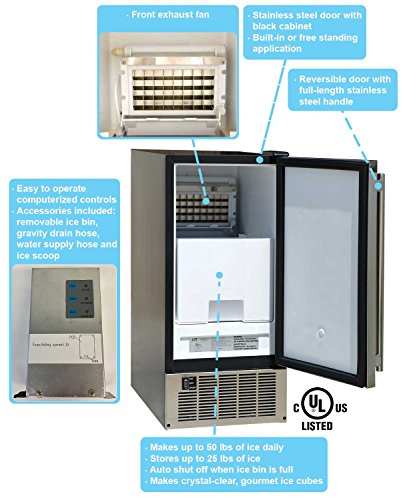 SPT IM-60YUSA: 50LBS Stainless Steel Under-Counter Ice Maker