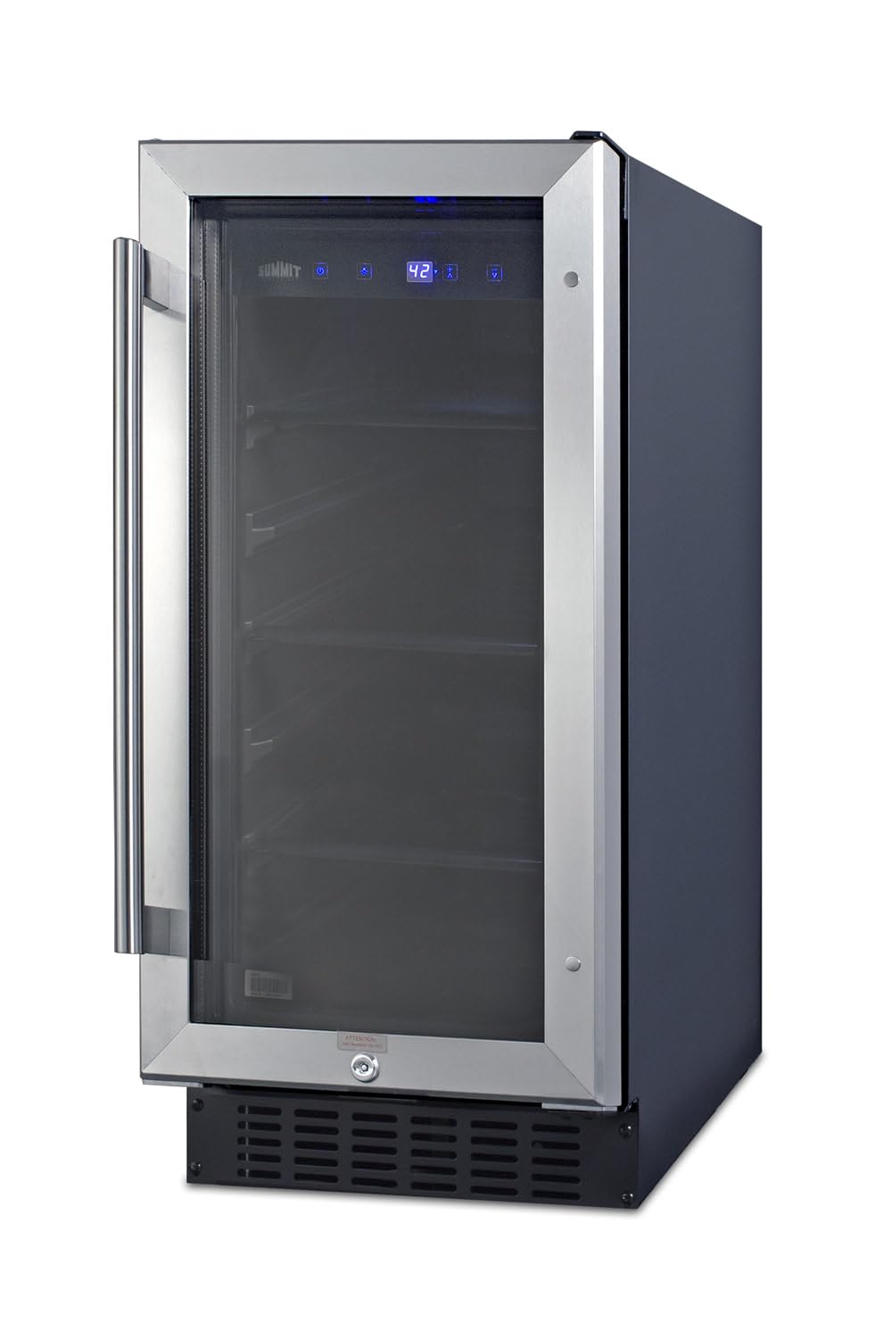 Summit Appliance ALBV15 ADA Compliant 15" Wide Built-in Undercounter Beverage Center for Home or Commercial Use with Glass Door, Automatic Defrost, Lock, Digital Thermostat and Black Cabinet