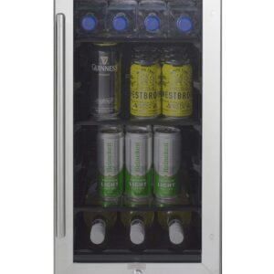 Summit Appliance ALBV15 ADA Compliant 15" Wide Built-in Undercounter Beverage Center for Home or Commercial Use with Glass Door, Automatic Defrost, Lock, Digital Thermostat and Black Cabinet