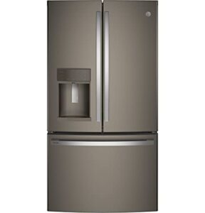 ge profile pye22kmkes 36" energy star qualified counter-depth french-door refrigerator with 22.2 cu. ft. capacity hands-free autofill dispenser and quick space shelf in slate