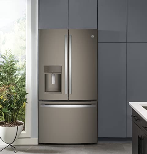 GE Profile PYE22KMKES 36" Energy Star Qualified Counter-Depth French-door Refrigerator with 22.2 Cu. Ft. Capacity Hands-free Autofill dispenser and Quick Space shelf in Slate