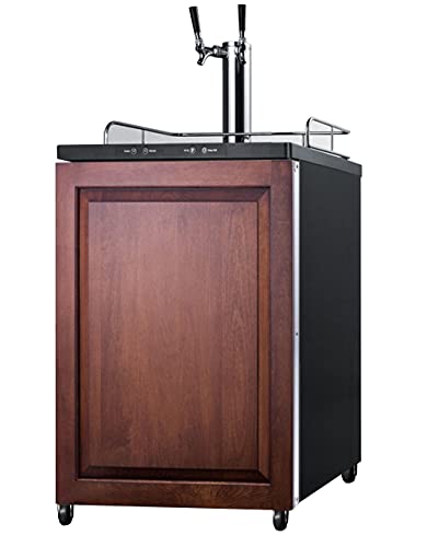 Summit SBC635MBIIFTWIN Built-in Commercial Beer Dispenser, Auto Defrost with Digital Thermostat, Dual Tap System, Panel-ready Door, and Black Cabinet