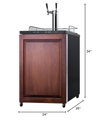 Summit SBC635MBIIFTWIN Built-in Commercial Beer Dispenser, Auto Defrost with Digital Thermostat, Dual Tap System, Panel-ready Door, and Black Cabinet