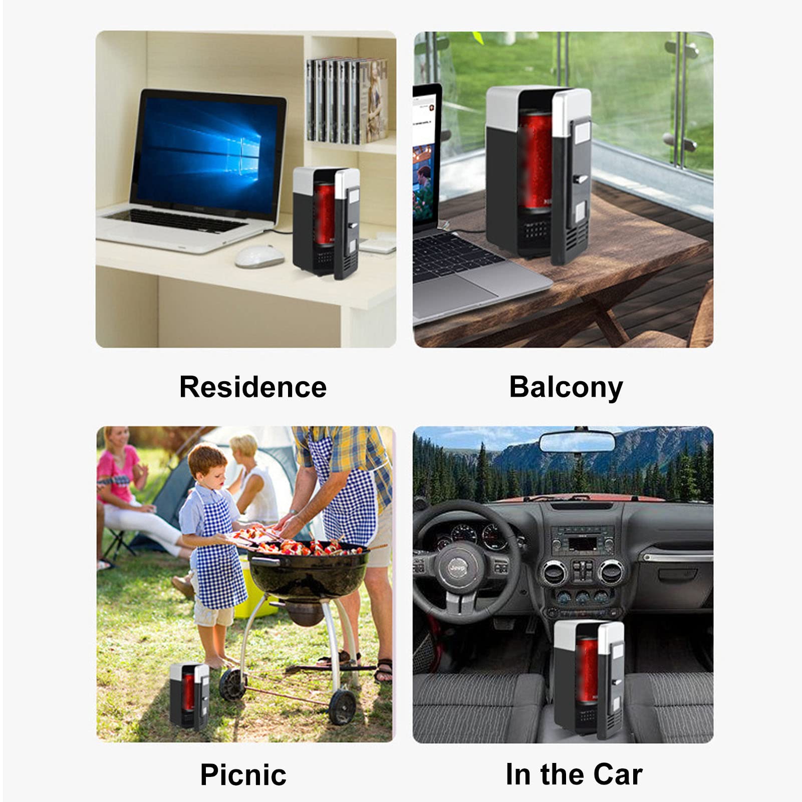 Mini Fridge,USB Small Refrigerators for Skincare Lipstick Perfume Beverage,Low Decibel Energy Saving Semiconductor Refrigeration Fridge Cooler for Car Home(Black)
