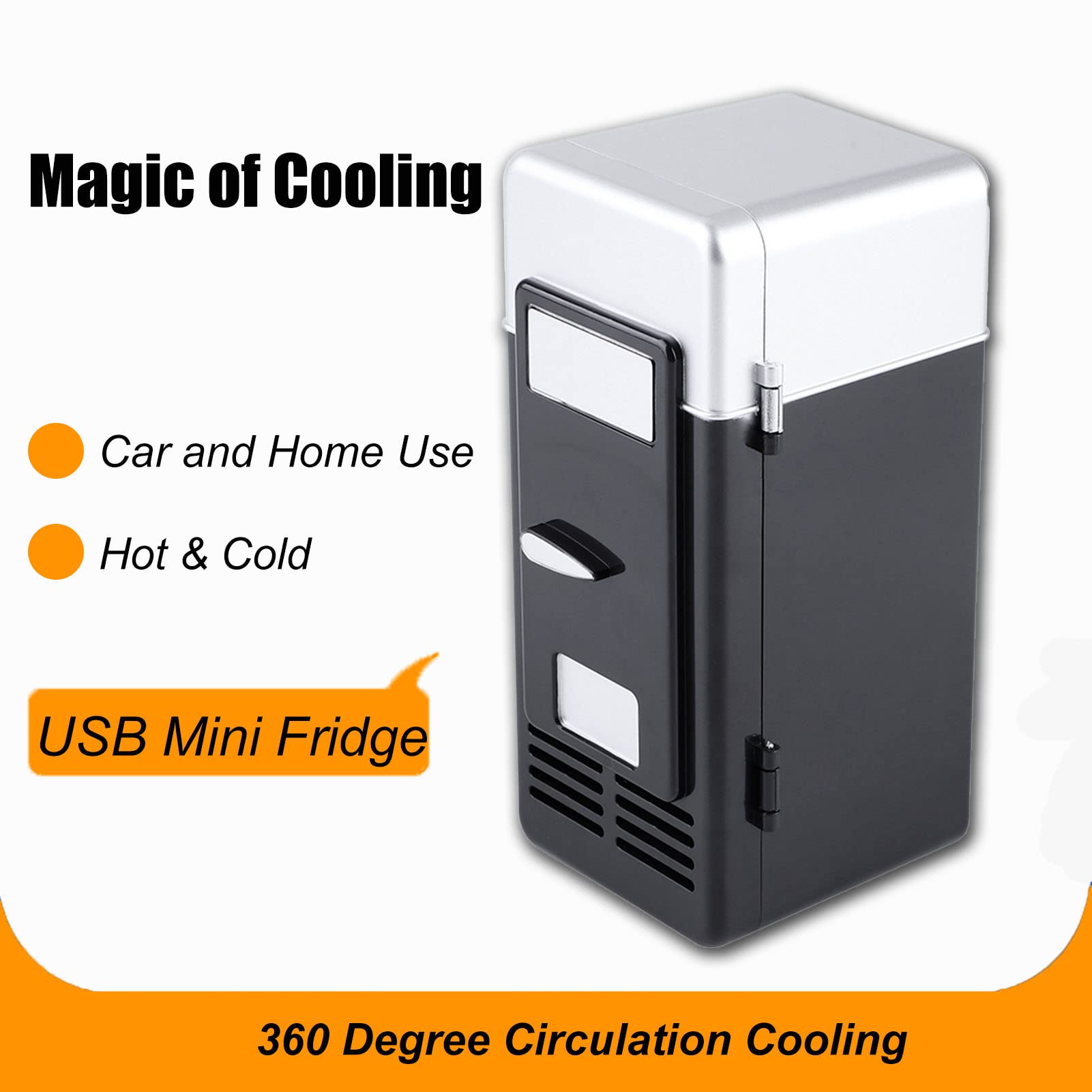 Mini Fridge,USB Small Refrigerators for Skincare Lipstick Perfume Beverage,Low Decibel Energy Saving Semiconductor Refrigeration Fridge Cooler for Car Home(Black)