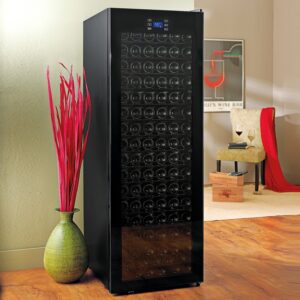 Wine Enthusiast Classic 165 Bottle Wine Refrigerator - Freestanding Touchscreen Wine Cooler, Black