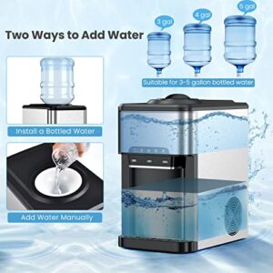 Water Dispenser with Ice Maker Hot Cold Water Cooler, 3-in-1 Countertop 5 Gallon Water Dispenser, Top Loading Water Cooler Dispenser for Home Office Dormitory