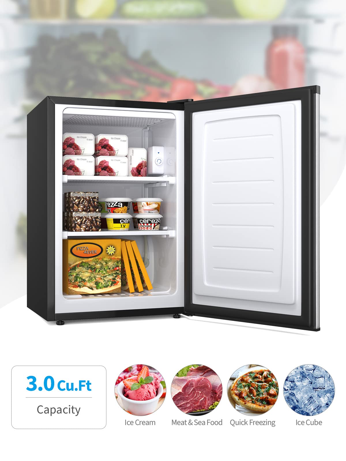 HOMGX Compact Upright Freezer, Mechanical Control Freezer w/7 Grade Adjustable Thermostat, EP23796 Upright Freezers