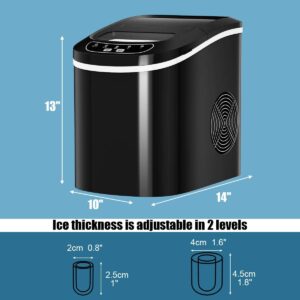 LDAILY Countertop Ice Maker, Make 26 lbs Ice in 24 Hours, Ice Cubes Ready in 6 Mins, High Efficiency Ice Maker with Ice Scoop and Basket, Portable and Compact Ice Machine for Home, Office, Black