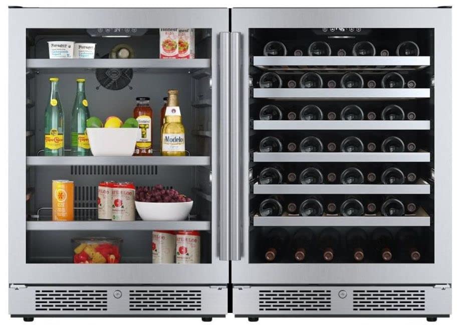 Avallon AWCBV14053 48 Inch Wide 140 Can Capacity Beverage Cooler and 53 Bottle Capacity Wine Cooler with Double Pane Glass, Touch Control Panel, and Lockable Doors