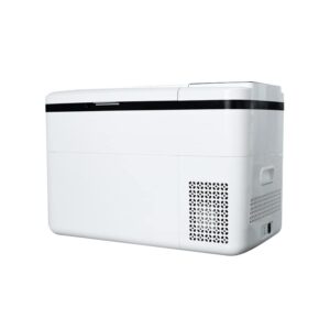 car refrigerator 12v 29 quart 28liters portable freezer compact refrigerators for cars, saloons trucks ships up to -4 degrees fahrenheit outdoor travel household white