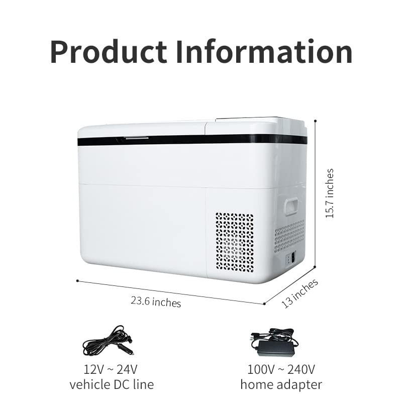 Car Refrigerator 12V 29 Quart 28Liters Portable Freezer Compact Refrigerators for Cars, Saloons Trucks Ships Up To -4 Degrees Fahrenheit Outdoor Travel Household White