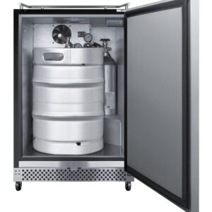 Summit Appliance SBC696OSNK 24' Wide Built-In Outdoor Kegerator, Weatherproof, Full-sized Beer Dispenser, 6.04 cu.ft Capacity, Digital Thermostat, Automatic Defrost, LED Lighting, Self-closing Door