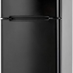 N A Mini Fridge Compact Refrigerator for Dorm, Garage, Camper, Basement or Office, Double Door Refrigerator and Freezer, (Black)