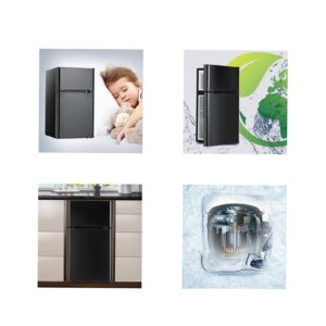 N A Mini Fridge Compact Refrigerator for Dorm, Garage, Camper, Basement or Office, Double Door Refrigerator and Freezer, (Black)