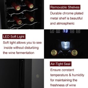 FRITHJILL Wine Cooler Refrigerator, Compressor Freestanding White/Red Wine Fridge with Clear Glass Door for Home Office