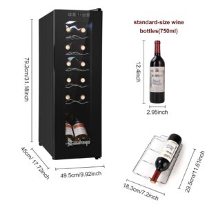 FRITHJILL Wine Cooler Refrigerator, Compressor Freestanding White/Red Wine Fridge with Clear Glass Door for Home Office