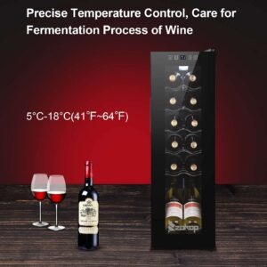 FRITHJILL Wine Cooler Refrigerator, Compressor Freestanding White/Red Wine Fridge with Clear Glass Door for Home Office