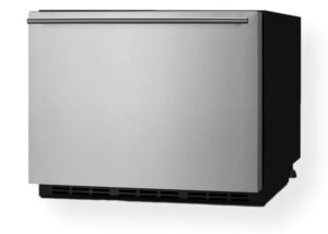 summit appliance ff1dss 21.5" wide built-in drawer refrigerator, black cabinet, stainless steel door, no frost, 115v