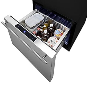 Summit Appliance FF1DSS 21.5" Wide Built-In Drawer Refrigerator, Black Cabinet, Stainless Steel Door, No Frost, 115V