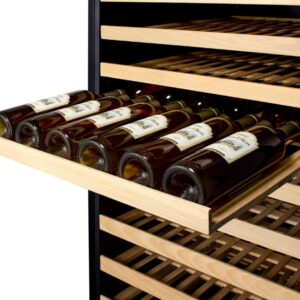 Summit Appliance SWC1926B 24" Wide Single Zone Wine Cellar For Built-In or Freestanding Use with Glass Door with Stainless Steel Trim, Digital Thermostat, Wooden Shelving and Factory-Installed Lock