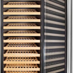 Summit Appliance SWC1926B 24" Wide Single Zone Wine Cellar For Built-In or Freestanding Use with Glass Door with Stainless Steel Trim, Digital Thermostat, Wooden Shelving and Factory-Installed Lock